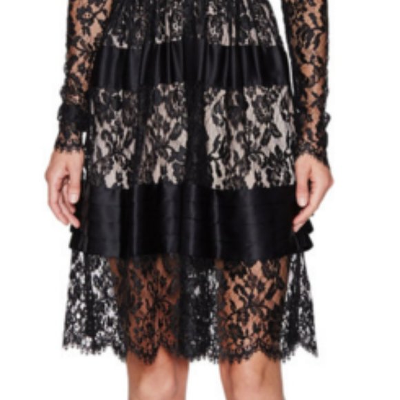 Floral French lace and silk dress, black, size US8, NWT - Picture 4 of 9